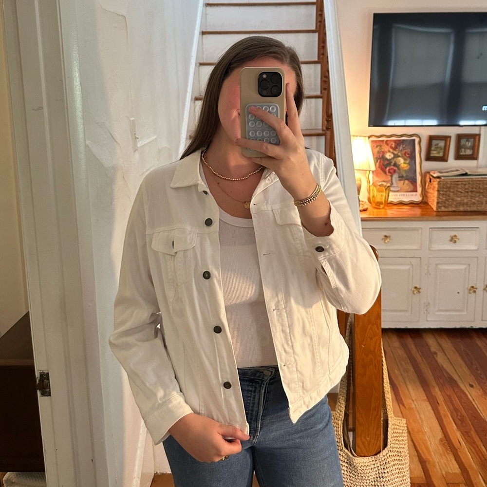 crown & ivy Women's Off-White Jean Jacket